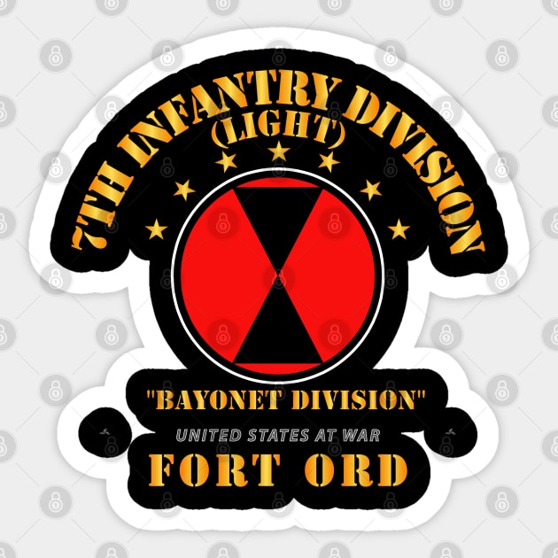 7th Infantry Division - Ft Ord Sticker by twix123844